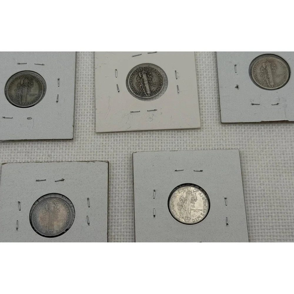 Lot of 5 Mercury Head Silver Dimes 1941 1942 1944-D 1945 US Coin Collection